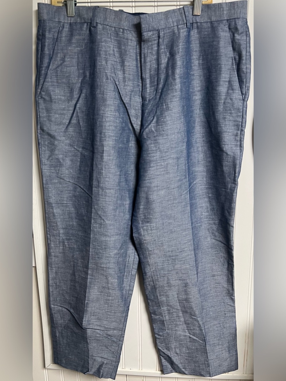Perry Ellis Portfolio Men’s Sz 36X30 Modern Fit Linen Blend Blue Dress Pants